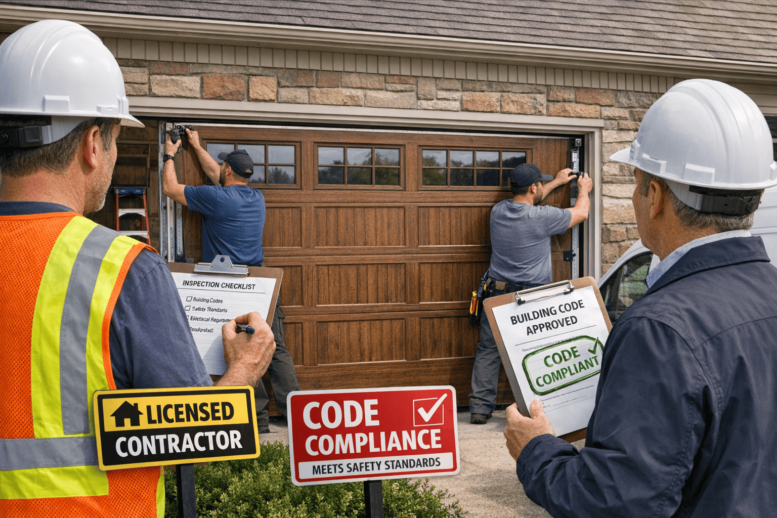 Clopay garage door installer ensures code compliance. Home improvement contractor.