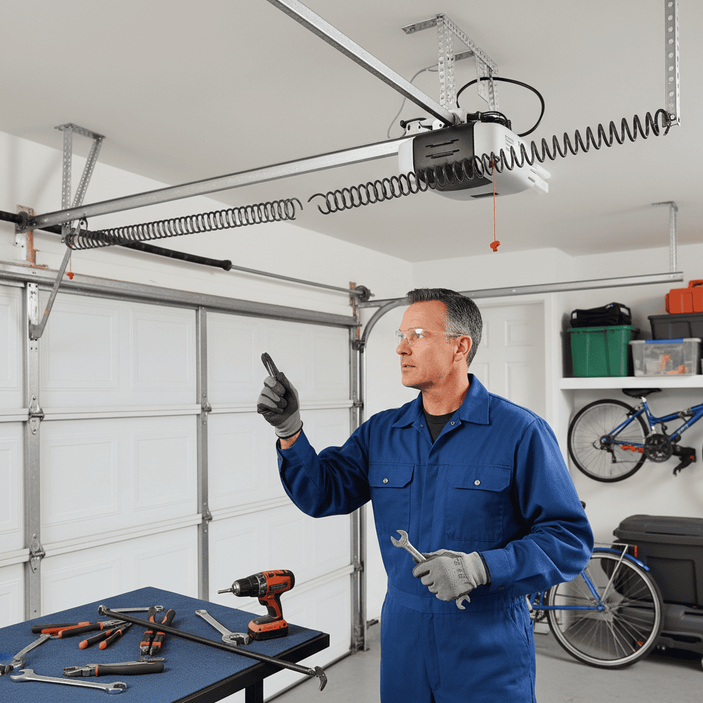 Garage door springs repair: Emergency torsion spring replacement by a local garage door technician.